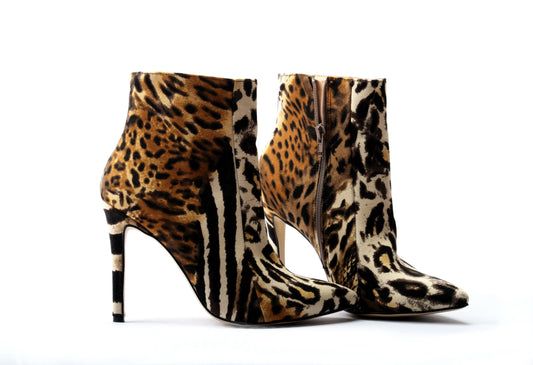 Botki Damskie Animal Print Pantera Zebra na Szpilce
